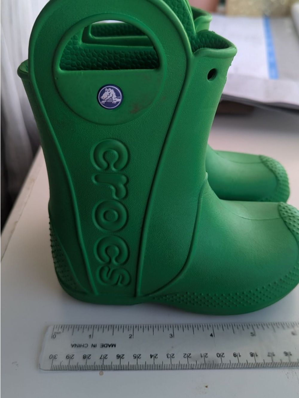 CROCS Kids Green Waterproof Pull-On Rain Boots